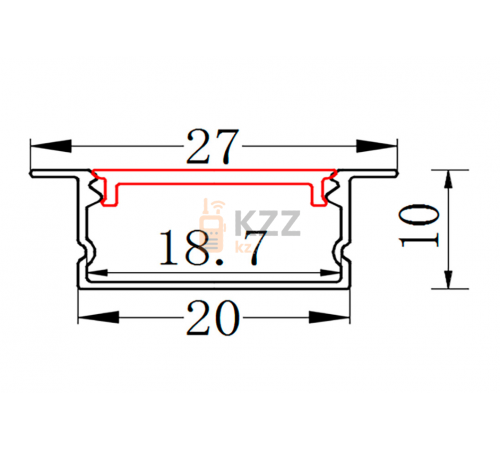 Теневой потолочный профиль YF704 20х10мм.